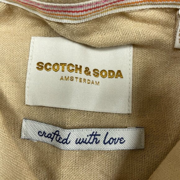 Scotch & Soda XL Beige Linen-Blend Button-Up Short Sleeve Shirt a1151 - Picture 2 of 8